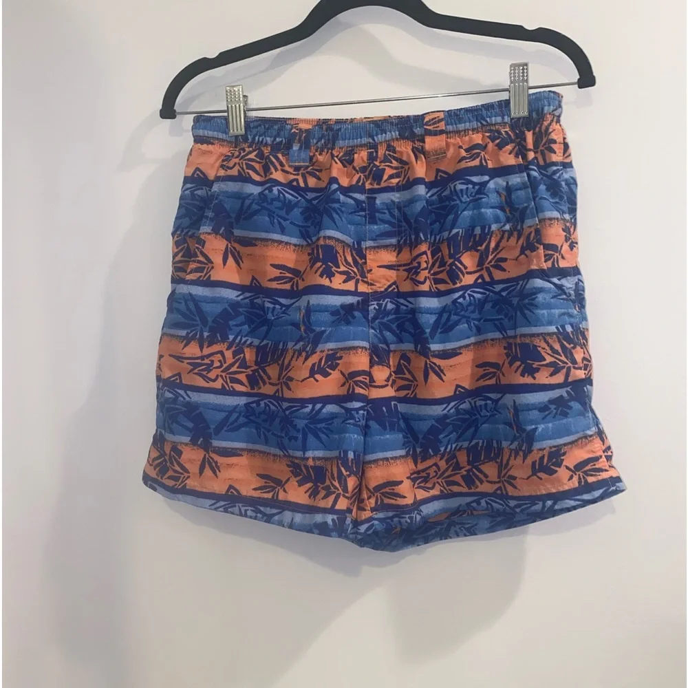 Columbia PFG Swim Trunks Omni-Shade Palm Print Blue Orange | Men’s Small
